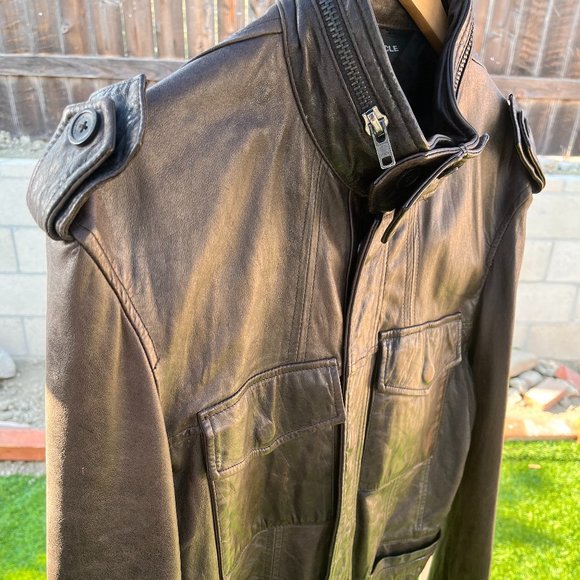 Full Circle Men's Brown Leather Jacket Size L - Picture 4 of 8